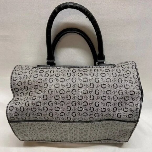 GUESS Slouchy Satchel Black Grey Signature Women's Oversized Shoulder Bag (Read) - Picture 5 of 15